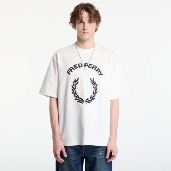 Tričko FRED PERRY Tartan Applique T-shirt Snow White