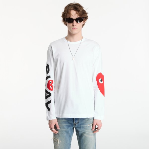 Tričko Comme des Garçons PLAY T-Shirt Logo Print Knit UNISEX White