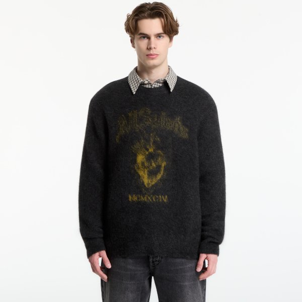 Svetr AllSaints Scared Crew Cinder Blk/ Yellow