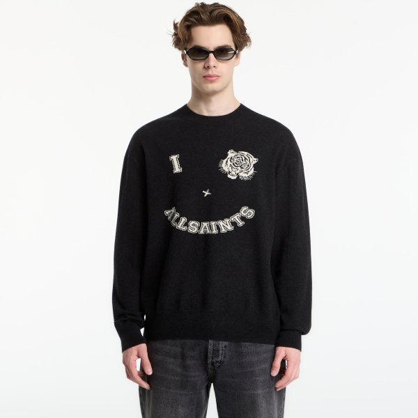 Svetr AllSaints Grinner Crew Black/ Ecru White