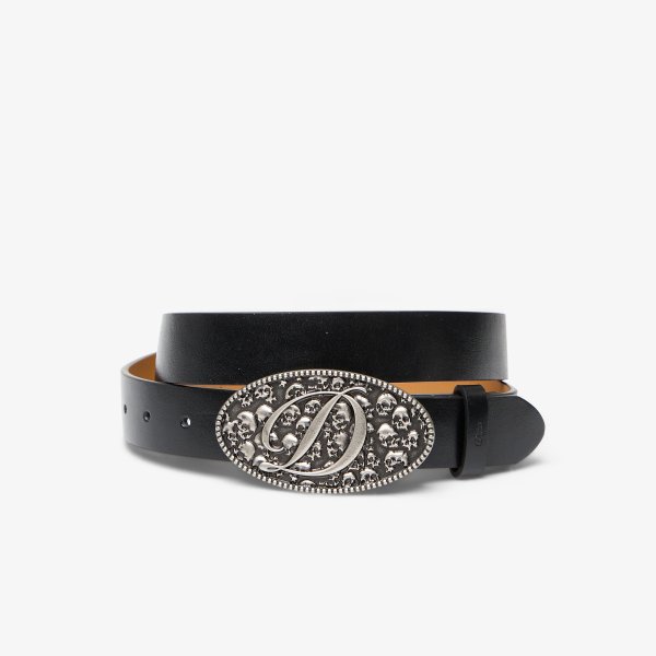 Pásek Dime Skull Leather Belt Black