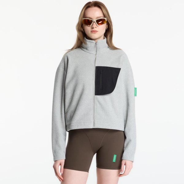 Mikina District Vision Cropped Brushed Fleece Melange Grey
