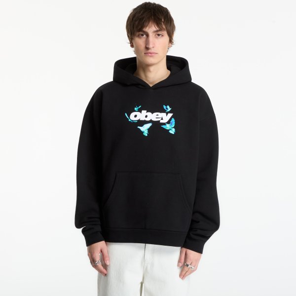 Mikina Obey Doves Extra Heavy Hood Black