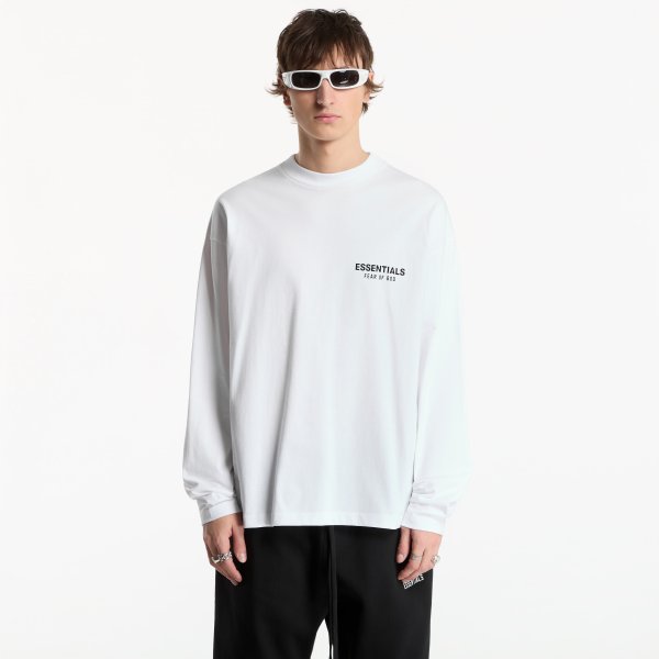 Tričko Fear of God Essentials Classic Fit Long Sleeve T-Shirt Bright White