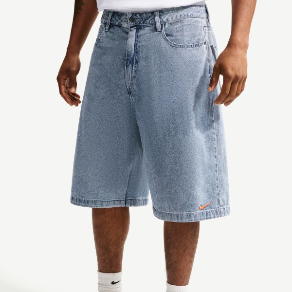 Šortky Nike Sportswear Men's Indigo Denim Shorts Blue Denim/ Haiind/ Black/ Safety Orange