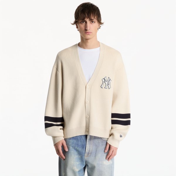 Svetr New Era MLB Knit Cardigan New York Yankees UNISEX Light Caramel