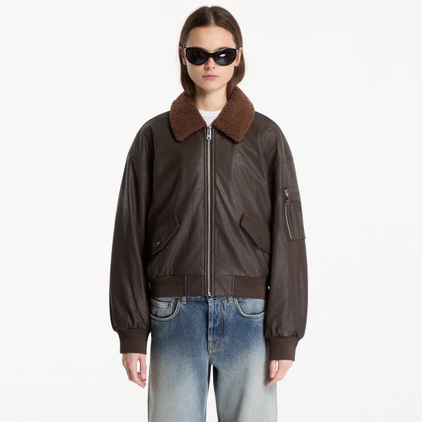 Bunda Calvin Klein Jeans Faux Leather Padded Dark Coffee
