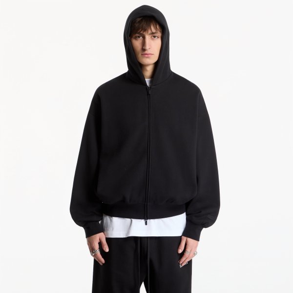 Mikina Fear of God Essentials Classic Fit Fleece Zip-Up Hoodie Vintage Black