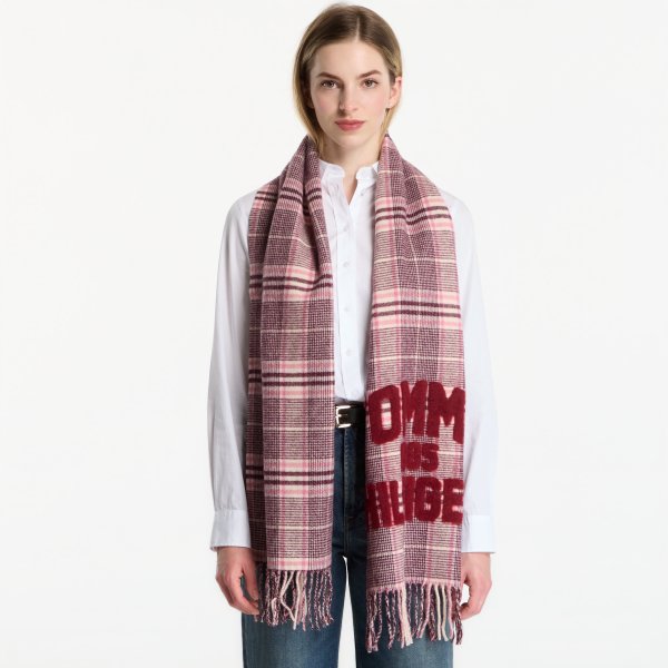 Šála Tommy Hilfiger Th Varsity Check Scarf Pink Check