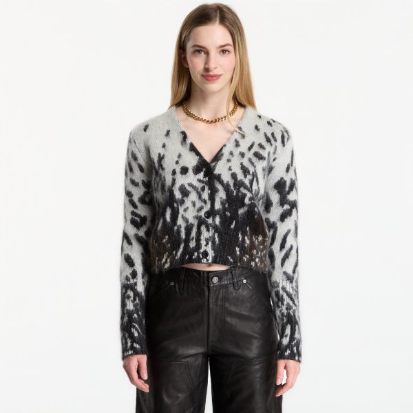 Svetr AllSaints Tabby Cardigan Black/ Chalk White