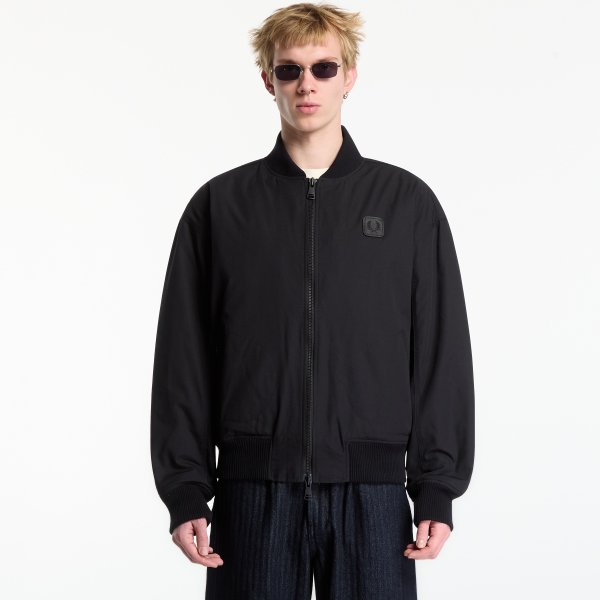 Bomber FRED PERRY Black Canvas Bomber Jacket Black