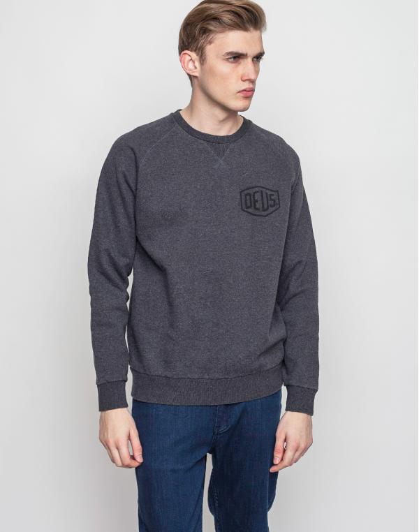 Mikina Deus Ex Machina Venice Address Crew Charcoal Marle