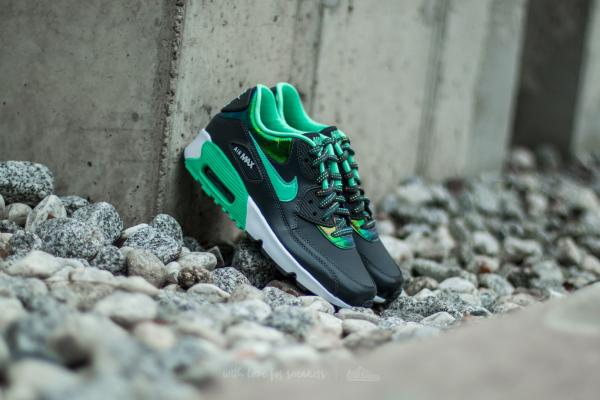 Nike Air Max 90 Se Leather (GS) Anthracite/Green Glow-Pure Platinum-White