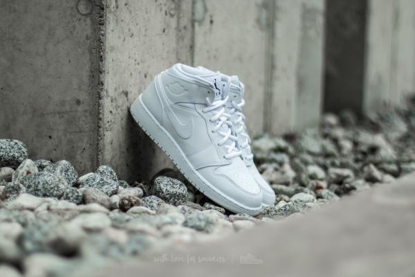 Air Jordan 1 Mid (BG) White/ Black-White