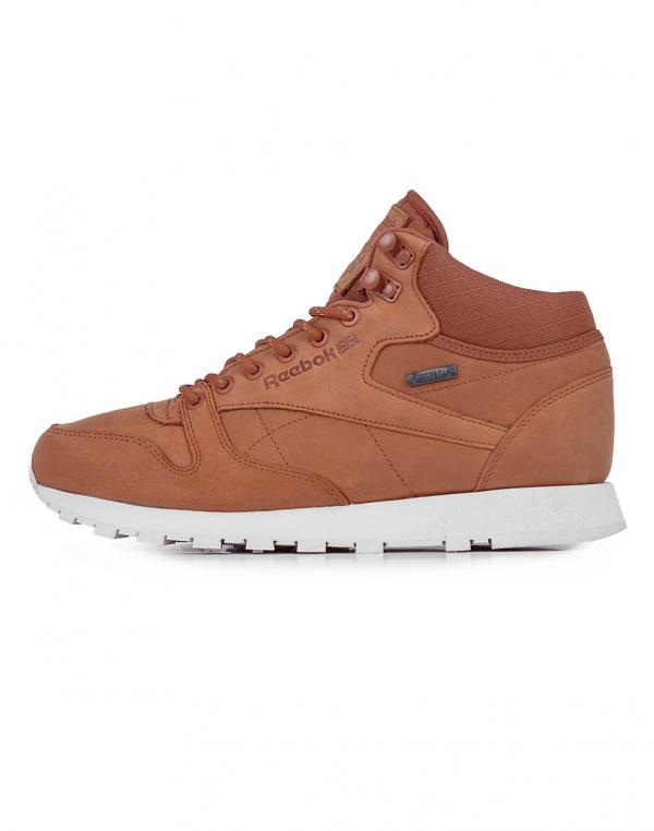 Sneakers - tenisky Reebok Classic Leather Mid Goretex Brown Malt / Paper White / Beach Stone