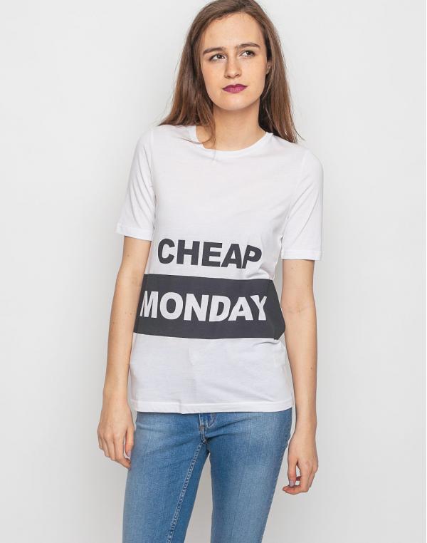 Triko Cheap Monday Break Block Logo White