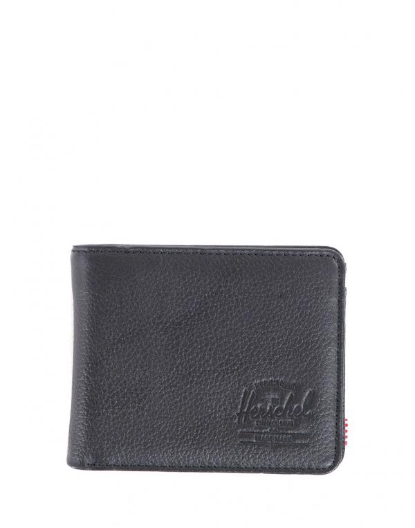 Peněženka Herschel Supply Hank + Coin Leather Black Pebbled Leather