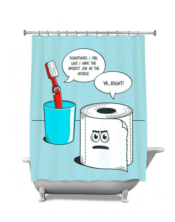 Big Mouth Shower Curtain Worst Job Ever