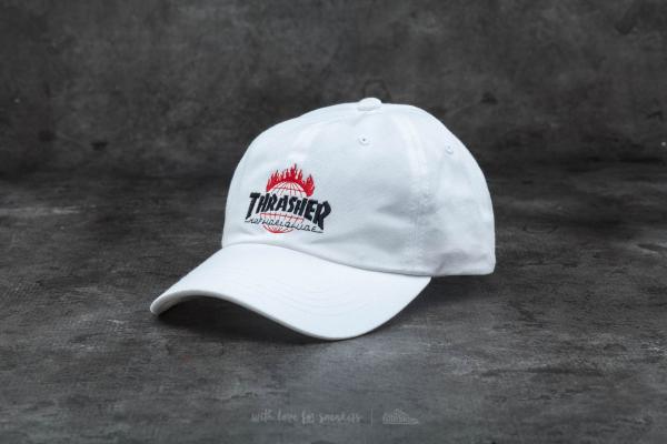 HUF x Thrasher Tour De Stoops Curve Visor 6 Panel Cap White