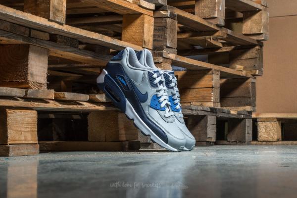 Nike Air Max 90 Leather (GS) Wolf Grey/ Binary Blue