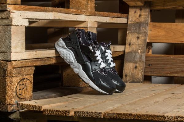 Nike Huarache Run Print (GS) Black/ White-Lava Glow-White