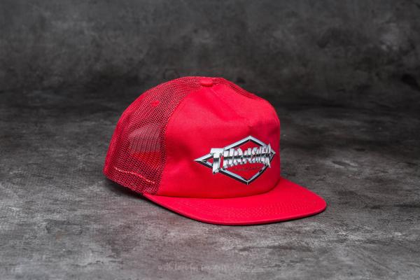 Thrasher Diamond Emblem Trucker Hat Red