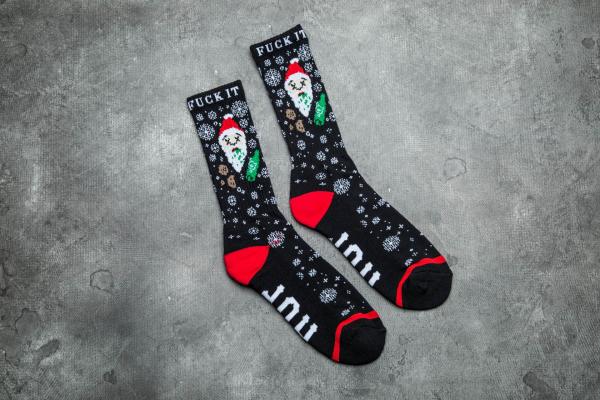 HUF Apparel Boozing Santa Crew Socks Black