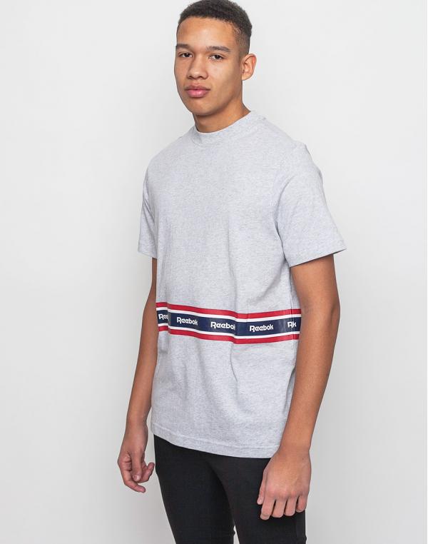 Triko Reebok Printed Tape Light Grey Heather