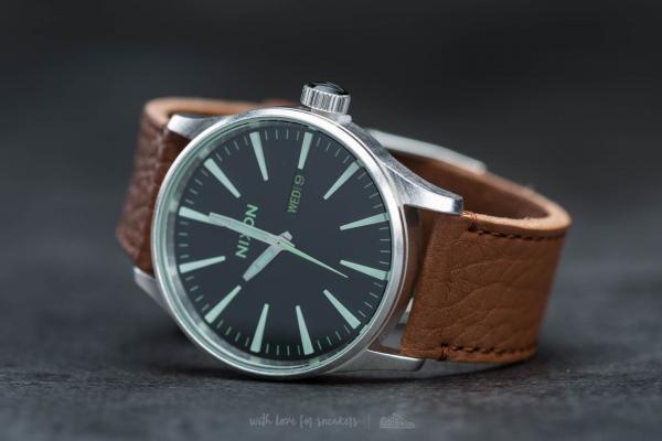 Nixon Sentry Leather Black/ Saddle