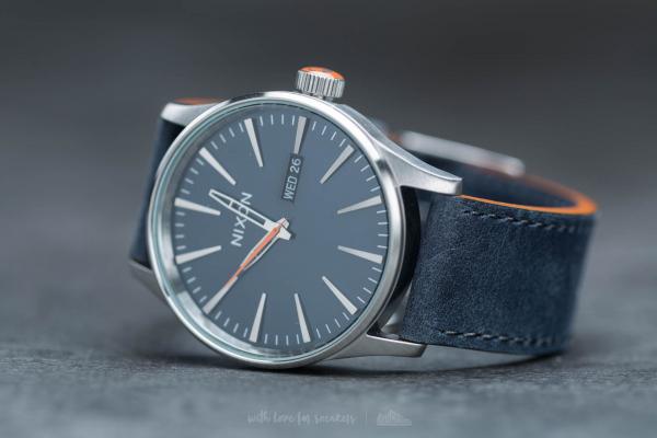 Nixon Sentry Leather Blue/ Orange