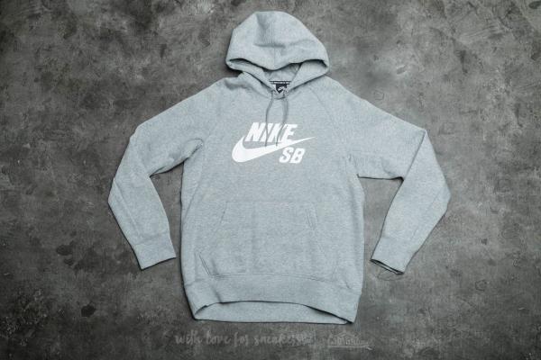 Nike SB Icon Hoodie Dark Grey Heather/ White