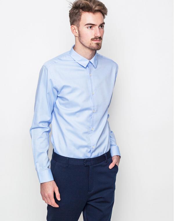 Selected Onepacific Light Blue Herringbone S