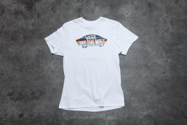 Vans Off The Wall Logo Fill Tee White/ Blue Mirage Rock Away Stripe