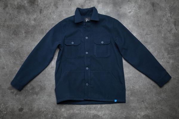 by Parra The Duck Holder Melton Wool Overshirt Navy Blue