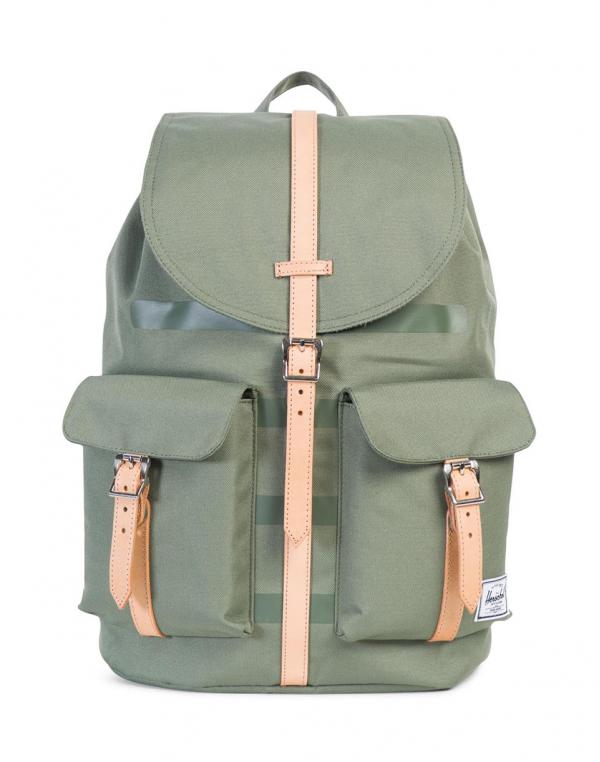 Batoh Herschel Supply Dawson Deep Lichen Green Stripe / Veggie Tan Leather