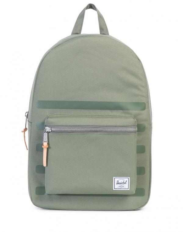 Herschel Supply Heritage Deep Lichen Green Stripe / Veggie Tan Leather