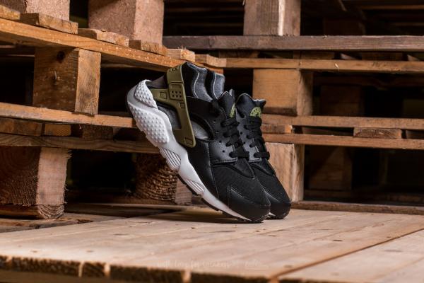 Nike Huarache Run (GS) Black/ Palm Green-Dark Grey