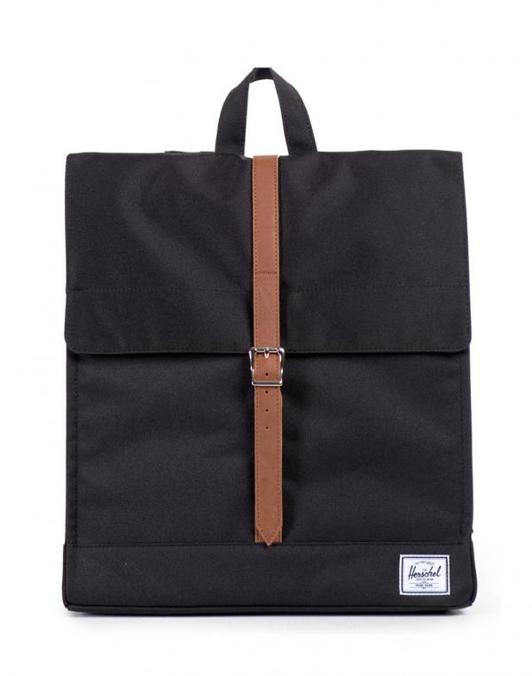 Herschel Supply City Mid-Volume Black/Tan Synthetic Leather