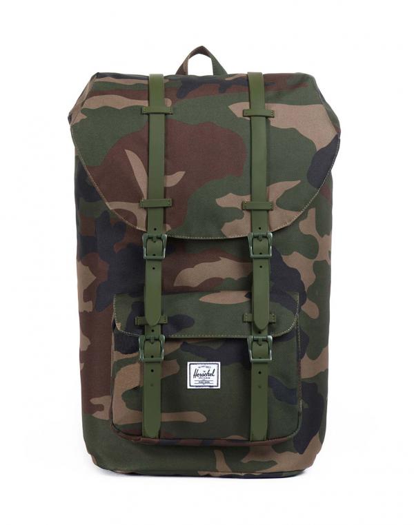 Batoh Herschel Supply Little America Woodland Camo / Army Rubber