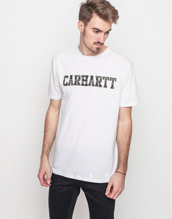 Logo tee Carhartt WIP College LT White / Camo Tiger, Laurel