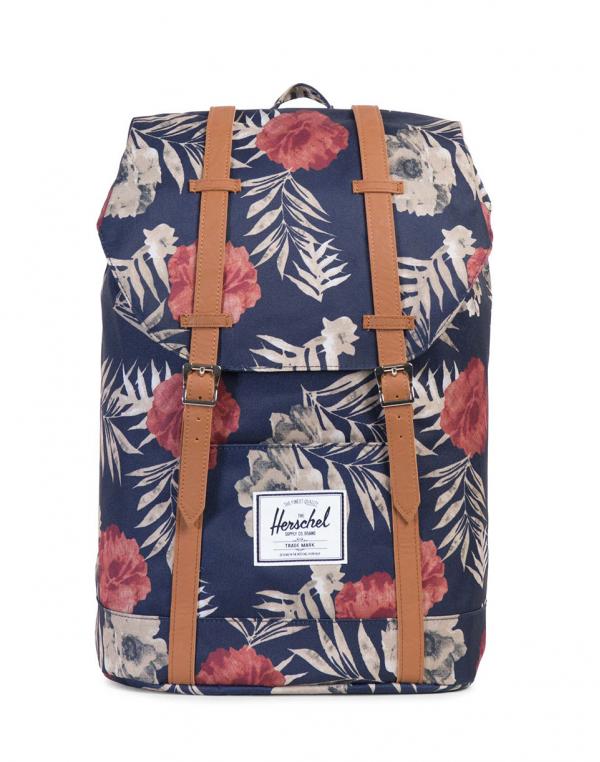 Batoh Herschel Supply Retreat Peacoat Floria / Tan Synthetic Leather