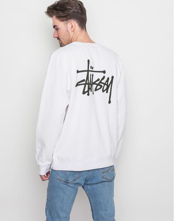 Mikina Stussy Basic Crew WHITE