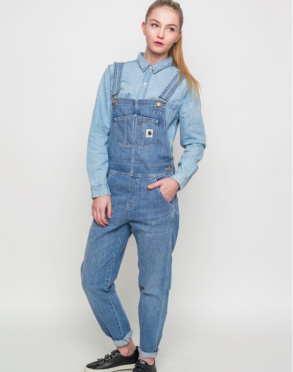 Lacláče Carhartt WIP Bib Blue Prime Bleached