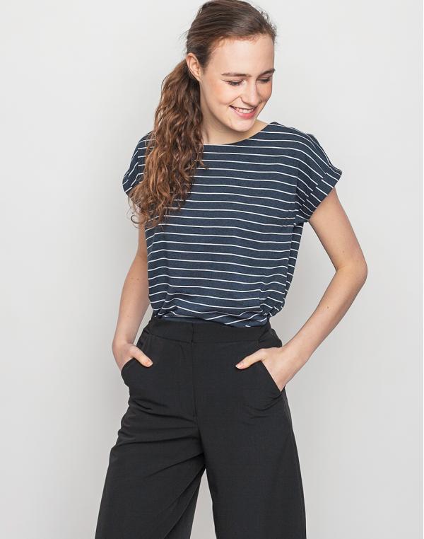 Triko Wemoto Bell Stripe Navy Blue Melange - White