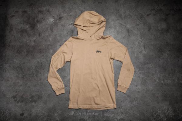 Stüssy Original Stock Long Sleeve Hood Tee Light Brown