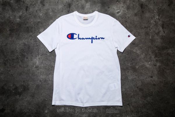 Champion Reverse Weave Embroidered Script Logo Tee White