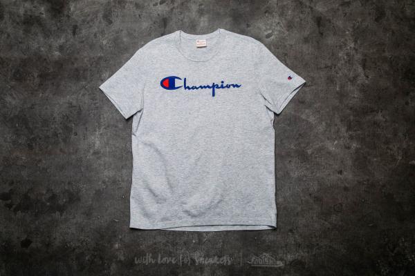 Champion Reverse Weave Embroidered Script Logo Tee Light Oxford Grey