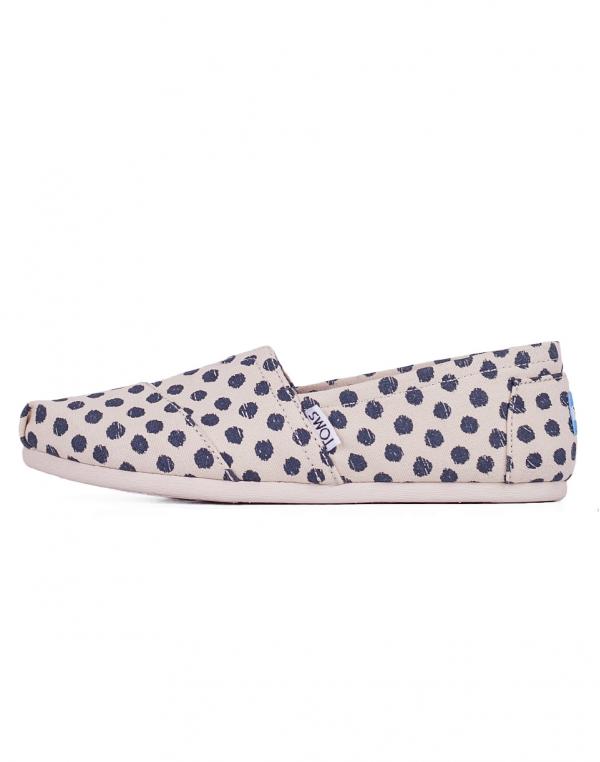 Espadrij Toms Classic Natural / Navy Polka Dot