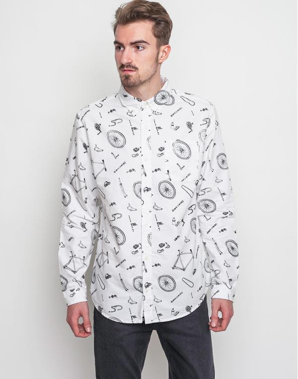 Košile Dedicated AO Bike Parts Pattern White