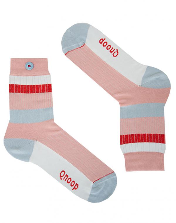 Ponožky Qnoop Rib Stripe Coral Pink